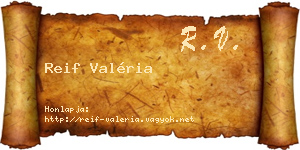 Reif Valéria névjegykártya